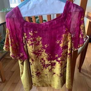 Maeve sheer velvet flocked shirt
